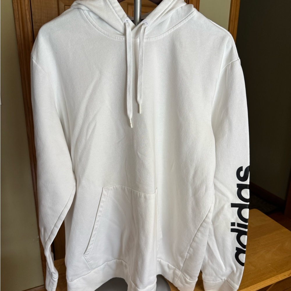Adidas White Hoodie with Black Logo